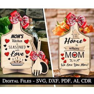 Set 3 Moederdag snijplank cadeau Snoop houtdecor Recept gelaagde Glowforge Lightburn Digitale download SVG Bestseller Laserbestand populair