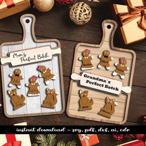 9 Tabla de cortar de jengibre con marco de rodillo para decoración de abuelas de Navidad, lote perfecto, Glowforge, descarga digital SVG, los más vendidos, láser
