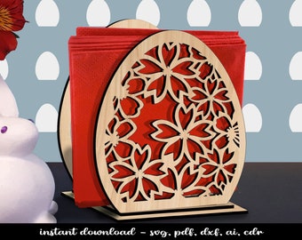 Easter Floral Napkin Holder SVG Laser 3D Decoration Digital Flowers Pattern Home Decoration Bestsellers