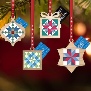 4 Scheune Quilt Muster Bauernhof Weihnachten Ornament Geschenkkarte Geldhalter SVG Dekoration Bauernhaus Dekoration Laser Digital Download USA