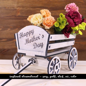 1/8 '' 1/6 '' 1/4 '' 3 mm 4 mm 6 mm Floral Muttertag Geschenk Blumenwagen Wagon Glowforge Lightburn Digitaler Download Bestseller Digitales Geschenk