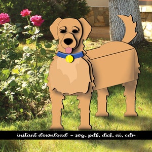 Golden Retriever Planter 1/8'' 1/6'' 1/4'' Hond Pannenlap Plantenbak Tuindecoratie Laserbestand Instant Download Bestseller Digitale SVG