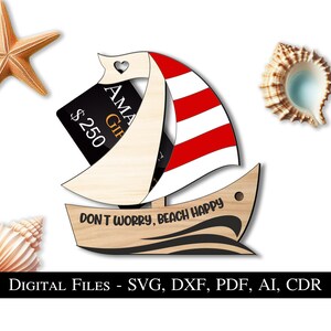 Hochzeit Boot Meer Ozean Maritim Geschenkkarte Geldhalter Brautpaar Geschenk SVG Laserschnittdatei vorhanden Dekoration digitaler Download Bestseller