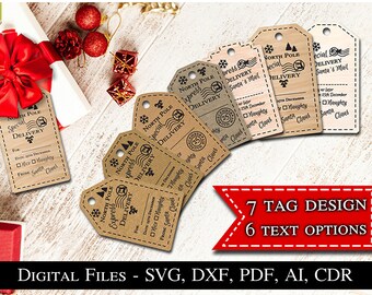 7. Etiqueta de regalo especial de Papá Noel para entrega en el Polo Norte (SVG láser, descarga digital, más vendida)