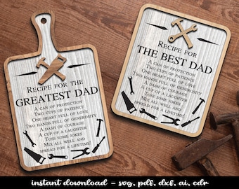 20 Engraved Father's Day Working Cutting Board Laser SVG Dad Grandpa Digital Download Bestseller