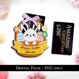 Osterkorb Geschenkkarte Geldhalter Hase Karotte Laser Schnitt SVG Digital Download Bestseller Beliebt Blumen Frühling Sofortiger Download Schleife