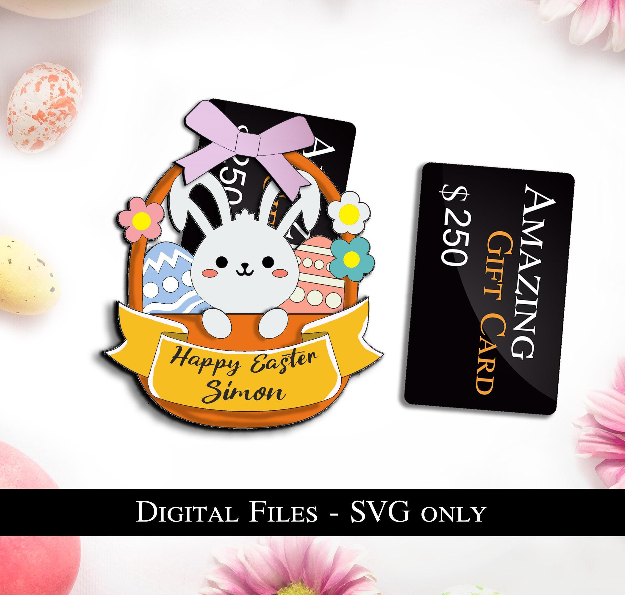Unique Easter Bunny Gift Card Holder SVG Laser Basket Digital Download ...