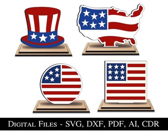 Patriotyczny 4 lipca Laser SVG Cyfrowe pobieranie Ameryka Wolność Dekoracja domu Niepodległość Wolność USA