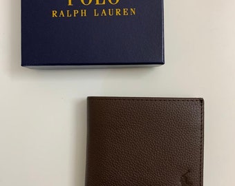 Polo Ralph Lauren Leather Wallet Billfold Embossed Pony in Brown