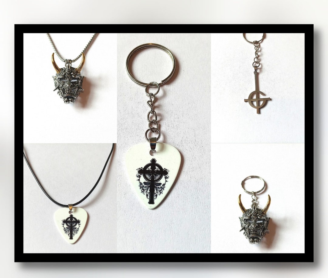 Rock Band Necklace, Rock Band Keychain, Ghost Plectrum, Rock Band Ghost