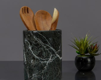 Marble Utensil Holder - Elegant Kitchen Organizer & Decor | Housewarming Gift