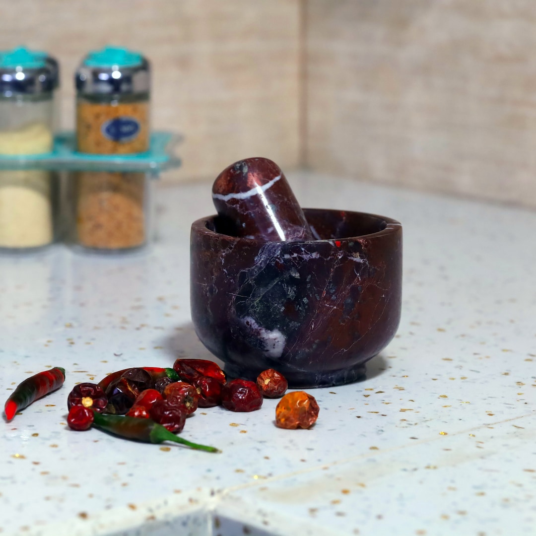 Onyx Mortar Pestle Set in Round Shape 4,spice Grinder,weed Grinder
