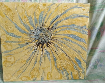 Abstract painting "Yellow" - part of the funds will be sent to refugees