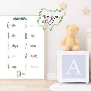 Igbo Numbers Poster Wall Art | Igbo numbers Wall Art | Lets count Igbo numbers | Igbo nursery |  Playroom printable art |