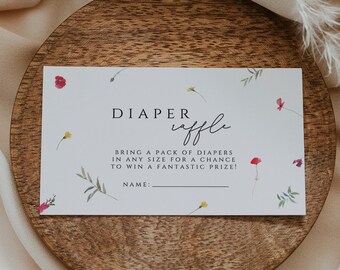 Baby Shower Diaper Raffle Ticket Template, Wildflower Baby Shower Diaper Raffle, Floral Diaper Raffle Insert, Wild Flowers, Instant Download