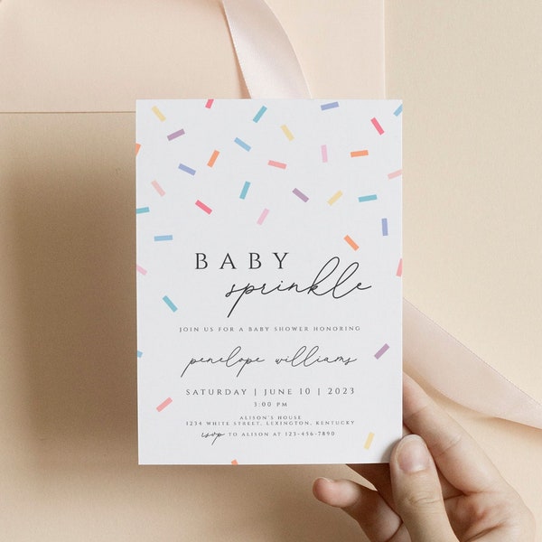 Editable Baby Sprinkle Invitation Template Download, Baby Shower Invite, Colorful Invitation, Baby Shower Gender Neutral, Minimal Shower