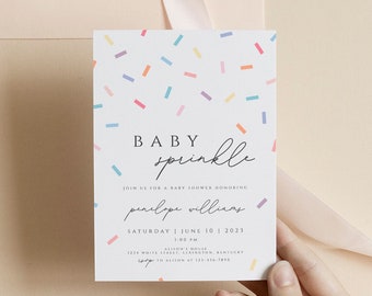 Editable Baby Sprinkle Invitation Template Download, Baby Shower Invite, Colorful Invitation, Baby Shower Gender Neutral, Minimal Shower