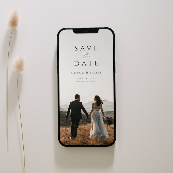 Plantilla electrónica Save the Date, mensaje de texto Save The Date Evite, Save the Date with Photo Template, Save the Date Editable Template