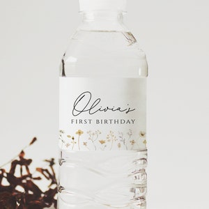 Wildflower Water Bottle Labels, Floral Bottle Label, Water Bottle Label Template, Birthday Party Digital Labels, Template Instant Download