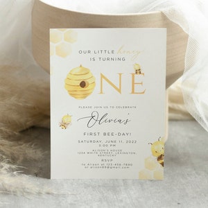 Biene Geburtstagseinladung, Biene Geburtstagseinladung, So Sweet To Bee 1st Birthday Invite, Honigbiene, Geburtstagsparty, Hummel, BRB01