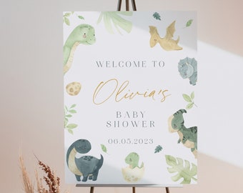 Dinosaur Baby Shower Welcome Sign, Dino Baby Shower Welcome Sign, Boy Dinosaur Baby Welcome Sign, Baby Shower Editable Sign