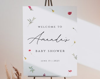 Wildflower baby shower Welcome Sign, Wildflower baby shower Party Sign, Floral Sign, Floral baby shower Sign, baby shower Welcome Sign