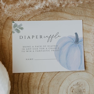 pompoen baby douche luier loterij kaart, kleine pompoen luier loterij invoegen kaart sjabloon, hemelsblauw pompoen jongen baby douche luier loterij