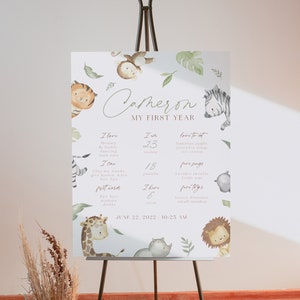 Safari Meilenstein Poster, Wild One 1st Birthday Milestones Board, Safari Jungle Erste Geburtstag Tafel Schild, Safari Geburtstag Dekoration