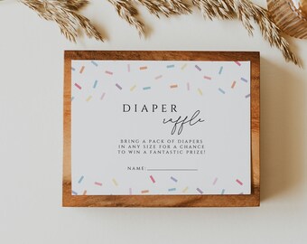 sprinkle Baby Shower Diaper Raffle card, sprinkle Diaper Raffle Insert Card Template, baby sprinkle Baby Shower Diaper Raffle