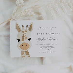 Giraffe Baby Shower Invitation Template, Editable Boho Giraffe Baby Shower Invite, Safari Baby Shower Invitation Printable, Instant Download