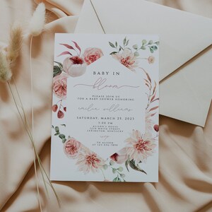 Baby in Bloom Floral Baby Shower Invitation, Floral Baby Shower Invite, Girl Baby Shower Invitation, Baby in Bloom Invitation Template