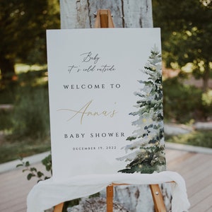 Segno di Baby Shower invernale, Segno di benvenuto Baby Shower, Segno di Baby Shower Winter Wonderland, Baby fa freddo fuori Segno di Baby Shower Segno modificabile