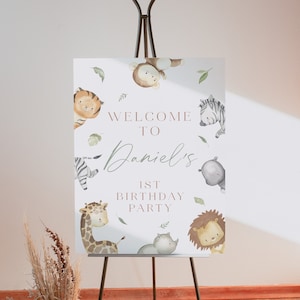 Safari Welcome Sign, EDITABLE Wild One Birthday Welcome Sign, Safari Jungle Birthday Welcome Sign, Wild One Party Decorations Download Sign