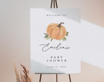 Pumpkin Baby Shower Welcome Sign, Fall Baby Shower Welcome Sign Template, Little Pumpkin, Editable Welcome Sign, Instant Download, Autumn