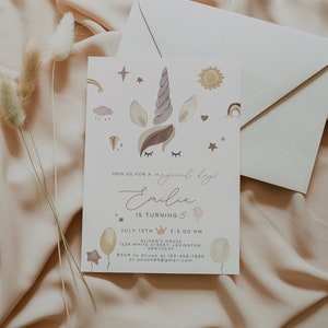 Unicorn Invitation Template, Unicorn Birthday Invitation Editable, Unicorn Party Invitation, Unicorn Birthday Invite Printable, Download