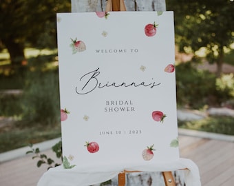 strawberry bridal Shower Welcome Sign, berry Welcome Sign Poster, Wedding bridal shower Sign, summer bridal shower welcome sign