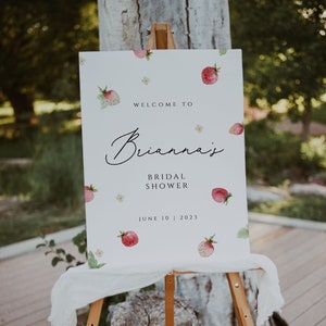 strawberry bridal Shower Welcome Sign, berry Welcome Sign Poster, Wedding bridal shower Sign, summer bridal shower welcome sign