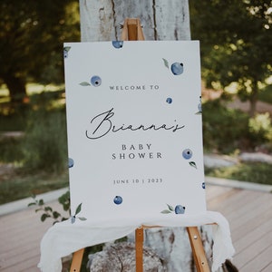 Blueberry Baby Shower Sign, Welcome Sign Baby Shower, Berry Sweet, Baby Shower Sign, Editable Sign, Berry Shower Sign, Welcome Poster