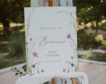 Wildflower baby shower Welcome Sign, Wildflower baby shower Party Sign, Floral Sign, Floral baby shower Sign, baby shower Welcome Sign