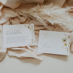 No Wrap Shower Card, Wildflower Display Shower Insert Card, Wildflowers No Wrap Shower, No Gift Wrap Bridal Display Shower Insert