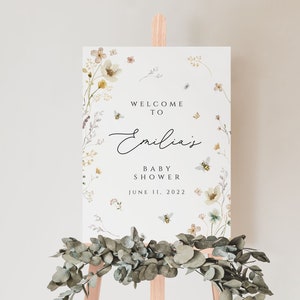 Mamma all'ape Baby Shower Segno di benvenuto, Honey Bee Wildflower Segno di benvenuto, Baby Shower Bee Sign, Modello modificabile Download immediato