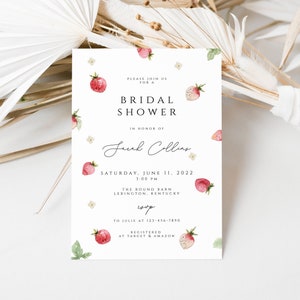 Strawberry Bridal Shower Invitation, berry bridal shower Invitation, pink bridal Shower Invite, seet berrie bridal shower invitation
