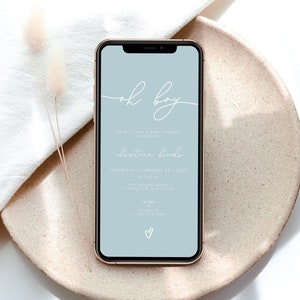 Oh Boy Baby Shower Invitation Digital,  Boy Baby Shower Blue Electronic Invitation, Baby Shower Evite, Baby Shower Text Invite, Editable