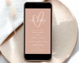 Electronic Baby Shower Invitation, Text Message Baby Shower Invitation Template, Gender Neutral Baby Shower Evite, Beige Baby Shower Invite