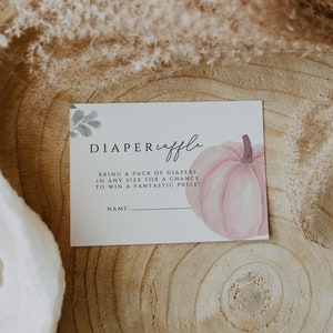 Kürbis-Baby-Dusche-Windel-Verlosung , kleine Kürbis-Windel-Verlosung Insert Card, rosa Kürbis-Mädchen-Baby-Dusche-Windel-Verlosung, spinkpump01