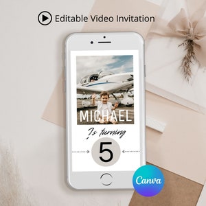 Boy Birthday video Invite , Birthday video invitation, First Birthday Invite Digital Photo Invite, Photo Birthday video Invitation
