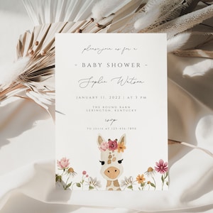 Giraffe Baby Shower Invitation Template, Editable Boho Giraffe Baby Shower Invite, Safari Baby Shower Invitation Printable, Instant Download