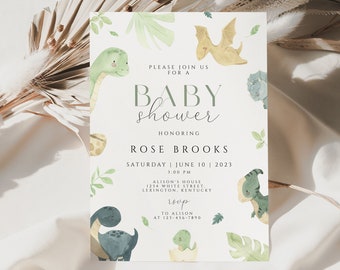 Dino Baby Shower Invitation, Dinosaur Baby Shower Invite, Baby dino Shower Invitation, little dino in the way baby shower, DSHO01