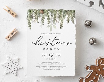 Christmas Party Invitations Instant Download Printable Holiday Party Invitation Template Christmas Invitations Rustic Editable Printable