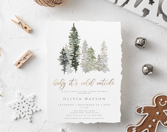 Baby it&#39;s cold outside invitation, Winter baby shower invitation template, Winter wonderland baby shower,  Baby Shower Invite, winter04